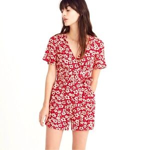 Madewell Mini Daisy Print Floral Wrap Romper